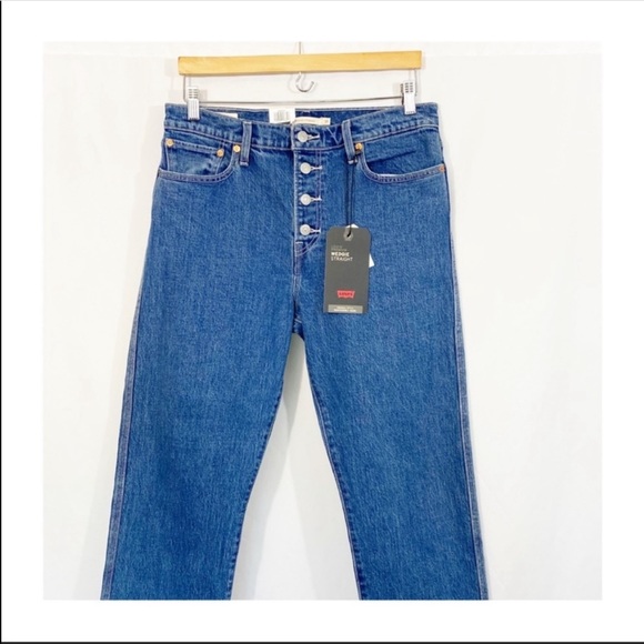 NEW Levi’s Premium Wedgie Straight High Waisted Exposed Button Fly Denim Jeans - Picture 4 of 13